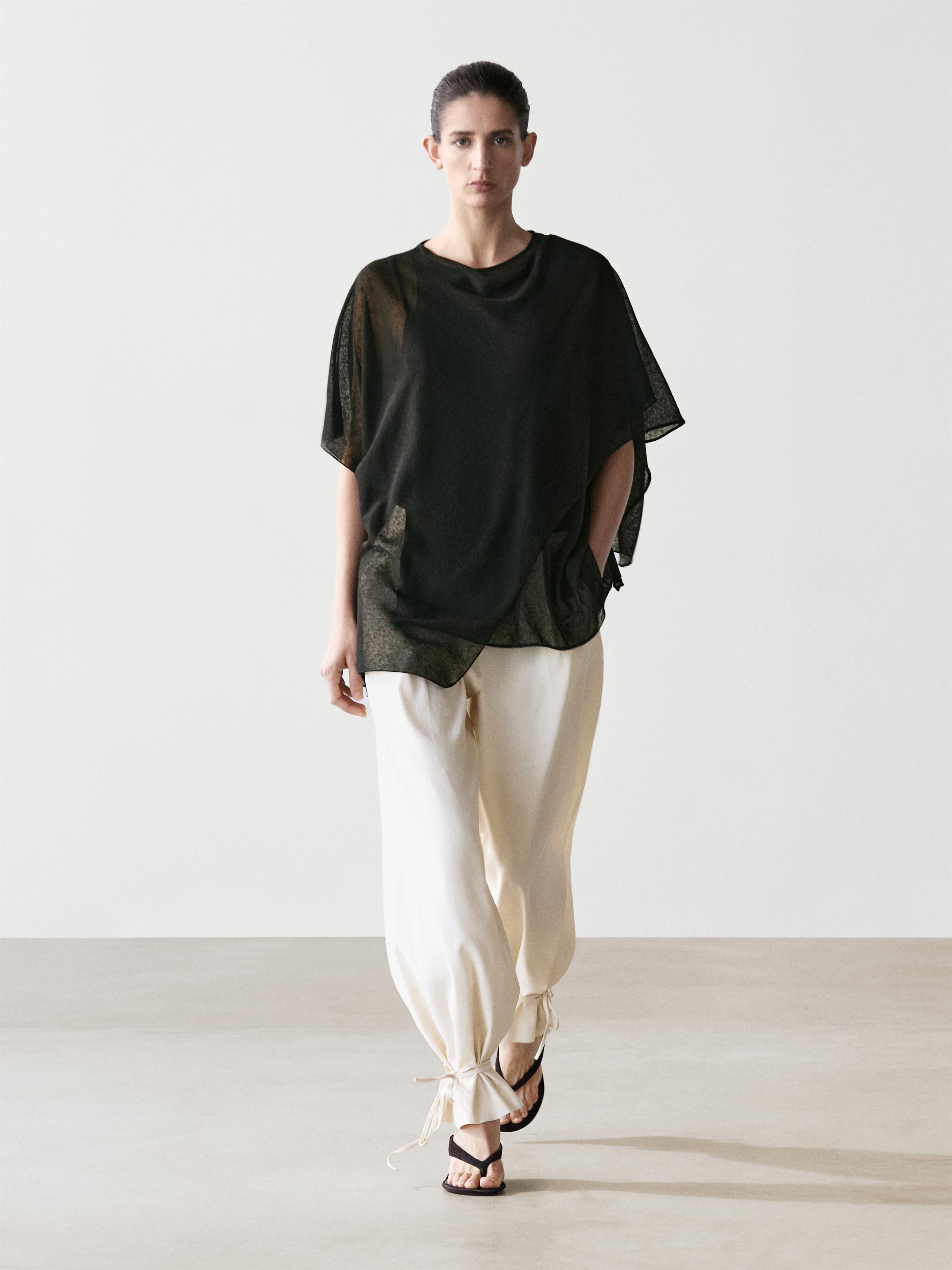 Surplice linen blend cape top